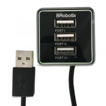 BRobotix Hub 247740H USB 2.0, 3 Puertos USB 2.0, Negro/Gris - Envío Gratis