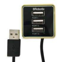 BRobotix Hub USB 2.0, 3 Puertos USB 2.0, Negro/Oro - Envío Gratis