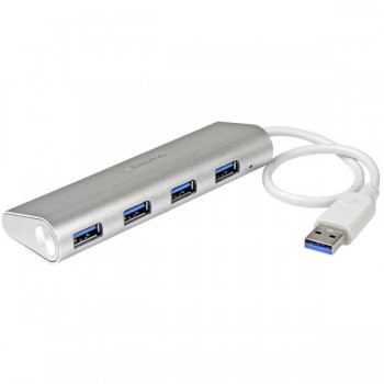 StarTech.com Hub Portátil USB A 3.0 de 4 Puertos con Cable Incorporado, Plata/Blanco - Envío Gratis