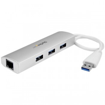 StarTech.com Hub Concentrador de 3 Puertos USB A 3.0 con Adaptador de Red Ethernet Gigabit - Envío Gratis