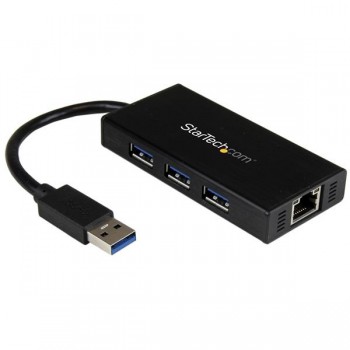 StarTech.com Hub USB A 3.0 de Aluminio con 3 Puertos USB y Adaptador de Red Ethernet Gigabit - Envío Gratis