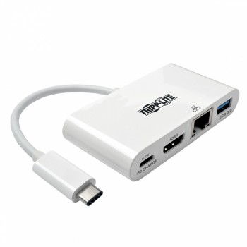 Tripp Lite Hub Adaptador USB C Macho - 1x USB A/USB C/HDMI/RJ-45 Hembra, Blanco - Envío Gratis