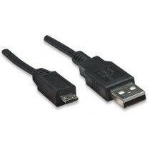 Manhattan Cable USB de Alta Velocidad, USB 2.0 A Macho - micro USB 2.0 B Macho, 3 Metros, Negro - Envío Gratis