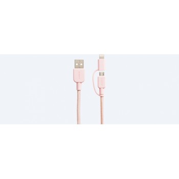 Sony Cable USB Tipo A Macho - Micro USB/Lightning Macho, 1.5 Metros, Rosa - Envío Gratis
