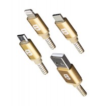 Blackpcs Cable CAGMUM-3 USB Macho - Lightning/Micro USB/USB C Macho, 1.2 Metros, Dorado - Envío Gratis