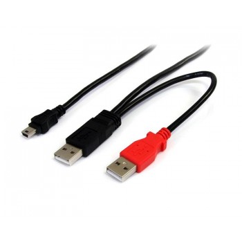 StarTech.com Cable en Y para Discos Duros Externos, 2x USB A Macho - 1x mini USB B Macho, 30cm, Negro - Envío Gratis