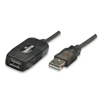 Manhattan Cable de Extensión Activa USB de Alta Velocidad Encadenable, USB A Macho - Hembra, 20 Metros, Negro - Envío Gratis