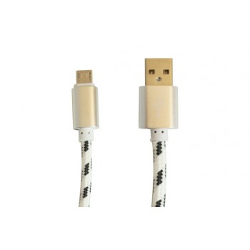 OvalTech Cable de Nylon USB Macho - Micro-USB Macho, 1 Metro, Blanco - Envío Gratis