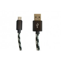 OvalTech Cable de Nylon USB Macho - Micro-USB, 2 Metros, Negro - Envío Gratis