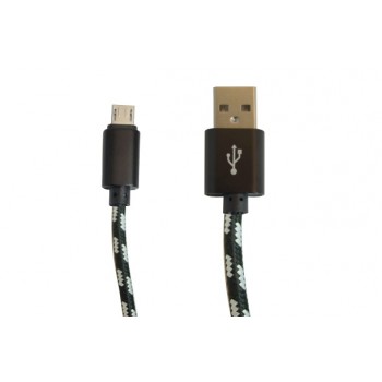 OvalTech Cable de Nylon USB Macho - Micro-USB, 2 Metros, Negro - Envío Gratis