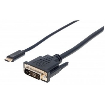 Manhattan Cable USB C Macho - DVI Macho, 2 Metros, Negro - Envío Gratis