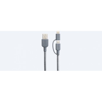 Sony Cable USB Tipo A Macho - Micro USB/Lightning Macho, 1.5 Metros, Gris - Envío Gratis