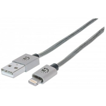 Manhattan Cable USB 2.0 A Macho - Lightning Macho, 1 Metro, Plata - Envío Gratis