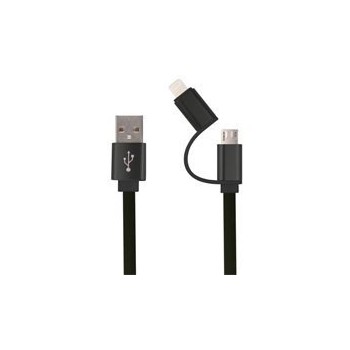 Ghia Cable USB Macho - Micro USB/Lighting Macho, 1 Metro, Negro - Envío Gratis