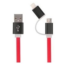 Ghia Cable USB Macho - Micro USB/Lighting Macho, 1 Metro, Rojo - Envío Gratis