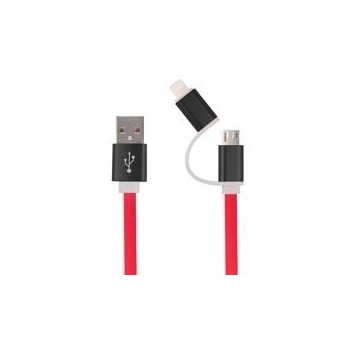 Ghia Cable USB Macho - Micro USB/Lighting Macho, 1 Metro, Rojo - Envío Gratis