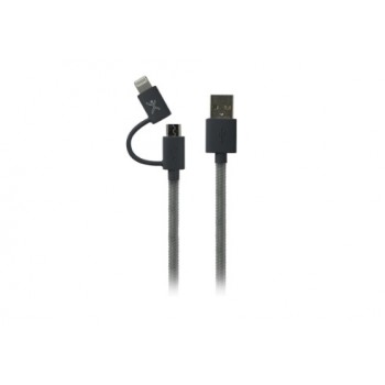 Perfect Choice Cable USB Macho - Lightning Macho/Micro-USB Macho, 1.2 Metros, Gris - Envío Gratis