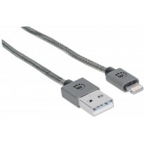 Manhattan Cable USB A Macho - Lightning Macho, 1 Metro, Gris Acero - Envío Gratis