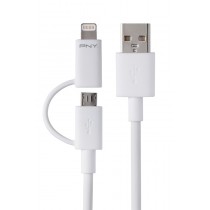 Cable PNY USB A Macho - micro USB / Lightning Macho, Blanco - Envío Gratis