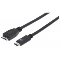 Manhattan Cable USB 3.0 micro-B Macho - USB 3.1 C Macho, 1 Metro, Negro - Envío Gratis