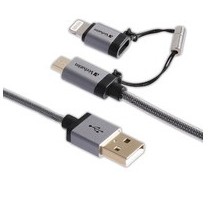 Verbatim Cable 2 en 1 micro USB y Lightning, 1.2 Metros, Negro/Plata, para iPod/iPhone/iPad - Envío Gratis