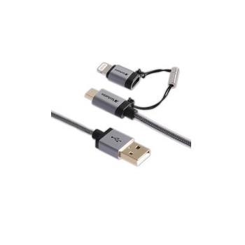 Verbatim Cable 2 en 1 micro USB y Lightning, 1.2 Metros, Negro/Plata, para iPod/iPhone/iPad - Envío Gratis