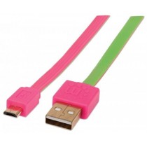 Manhattan Cable Plano USB 2.0 A Macho - Micro-USB 2.0 B Macho, 1 metro, Rosa / Verde - Envío Gratis