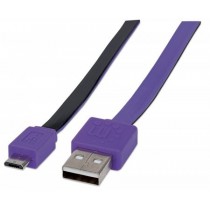 Manhattan Cable Plano USB 2.0 A Macho - Micro-USB 2.0 B Macho, 1 Metro, Negro/Morado - Envío Gratis