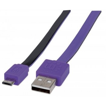 Manhattan Cable Plano USB 2.0 A Macho - Micro-USB 2.0 B Macho, 1 Metro, Negro/Morado - Envío Gratis