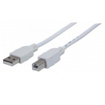 Manhattan Cable de Alta Velocidad USB 2.0 A Macho - USB 2.0 B Macho, 1.8 Metros, Blanco - Envío Gratis