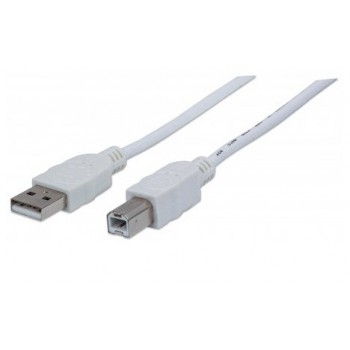 Manhattan Cable de Alta Velocidad USB 2.0 A Macho - USB 2.0 B Macho, 1.8 Metros, Blanco - Envío Gratis