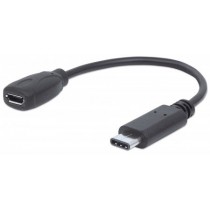 Manhattan Cable USB C de Alta Velocidad, USB C Macho - micro USB B Hembra, 15 cm, Negro - Envío Gratis