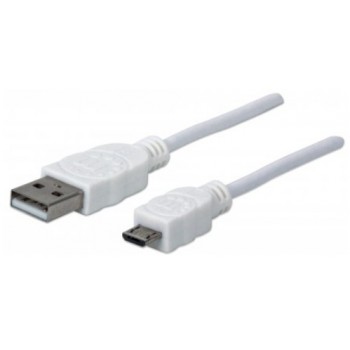 Manhattan Cable para Dispositivos USB de Alta Velocidad, USB 2.0 A Macho - micro USB 2.0 B Macho, 1 Metro, Blanco - Envío Gratis