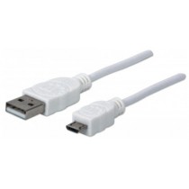 Manhattan Cable para Dispositivos USB de Alta Velocidad, USB 2.0 A Macho - micro USB 2.0 B Macho, 1.8 Metros, Blanco - Envío Gra