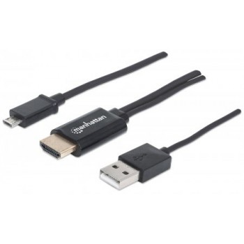 Manhattan Cable Micro USB 5-pin - HDMI, con USB A para Alimentación, Negro - Envío Gratis