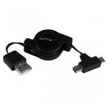 StarTech.com Cable Retráctil USB 2.0 A Macho - mini USB B y micro USB B Macho, 76cm, Negro - Envío Gratis