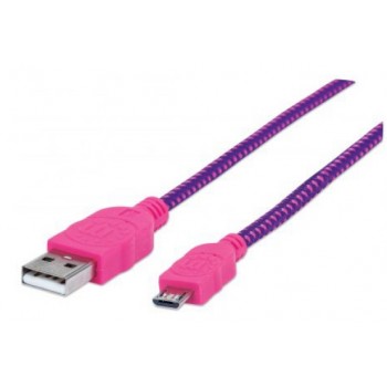 Manhattan Cable USB 2.0 A Macho - micro USB 2.0 B Macho, 1 Metro, Rosa/Morado - Envío Gratis