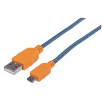 Manhattan Cable USB 2.0 A Macho - micro USB 2.0 B Macho, 1 Metro, Azul/Naranja - Envío Gratis