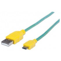 Manhattan Cable USB 2.0 A Macho - micro USB 2.0 B Macho, 1 Metro, Verde/Amarillo - Envío Gratis