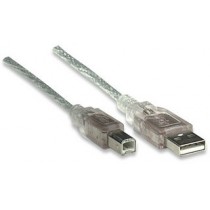 Manhattan Cable de Alta Velocidad USB 2.0, USB A Macho - USB B Macho, 1.8 Metros, Plata - Envío Gratis