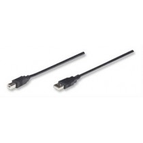 Manhattan Cable para Dispositivos USB de Alta Velocidad, USB 2.0 A Macho - USB 2.0 B Macho, 3 Metros, Negro - Envío Gratis