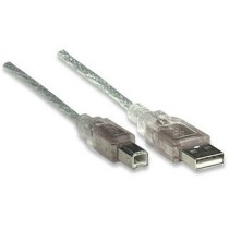 Manhattan Cable de Alta Velocidad USB 2.0, USB A Macho - USB B Macho, 3 Metros, Plata - Envío Gratis