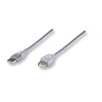 Manhattan Cable USB A Macho - USB A Hembra, 1.8 Metros, Plata - Envío Gratis