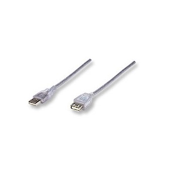 Manhattan Cable USB A Macho - USB A Hembra, 1.8 Metros, Plata - Envío Gratis