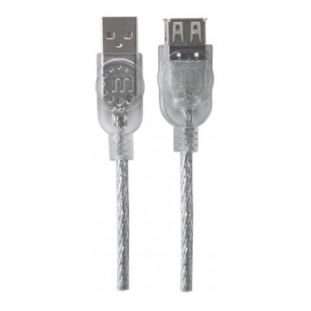 Manhattan Cable Extensión de Alta Velocidad USB 2.0, USB A Macho - USB A Hembra, 3 Metros, Plateado - Envío Gratis