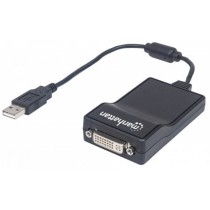 Manhattan Adaptador USB Macho - DVI Hembra, Negro - Envío Gratis