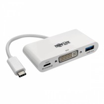 Tripp Lite Adaptador USB C Macho - DVI/D Hembra, con Puertos USB A/USB C, Compatible con Thunderbolt 3, Blanco - Envío Gratis