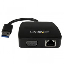 StarTech.com Mini Adaptador Docking Station USB 3.0 para Laptop, Gigabit Ethernet y VGA, Negro - Envío Gratis