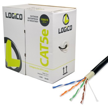 Logico Bobina de Cable Cat5e UTP para Exteriores, 305 Metros, Negro - Envío Gratis