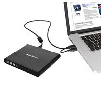 Verbatim Slimline Quemador de DVD, DVD+RW 8x / CD-RW 24x, USB 2.0, Externo, Negro - Envío Gratis